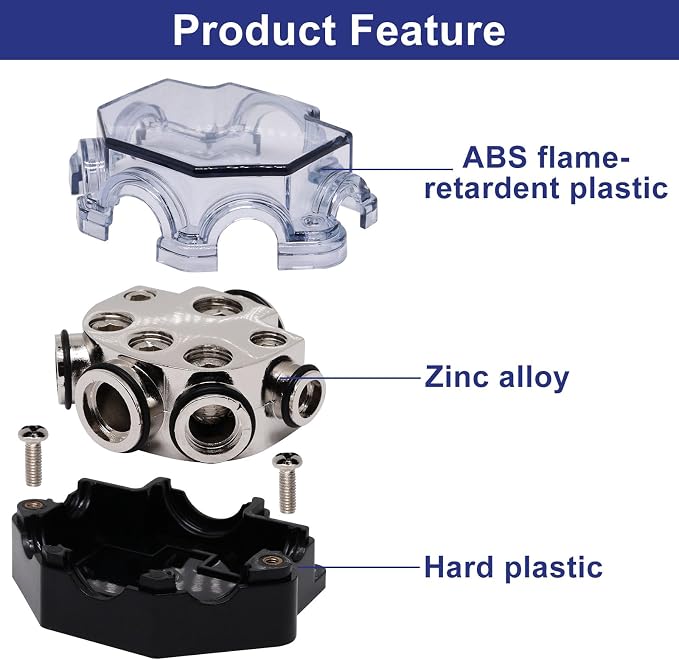 2pc Power Distribution Block Car Audio 1 in 5 Ways Out Car Audio Distributions - Image 3