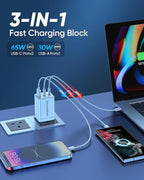 USB C Charger Block 160W, 3-Port GaN Super Fast Charger, Dual 65W Type C - Image 2