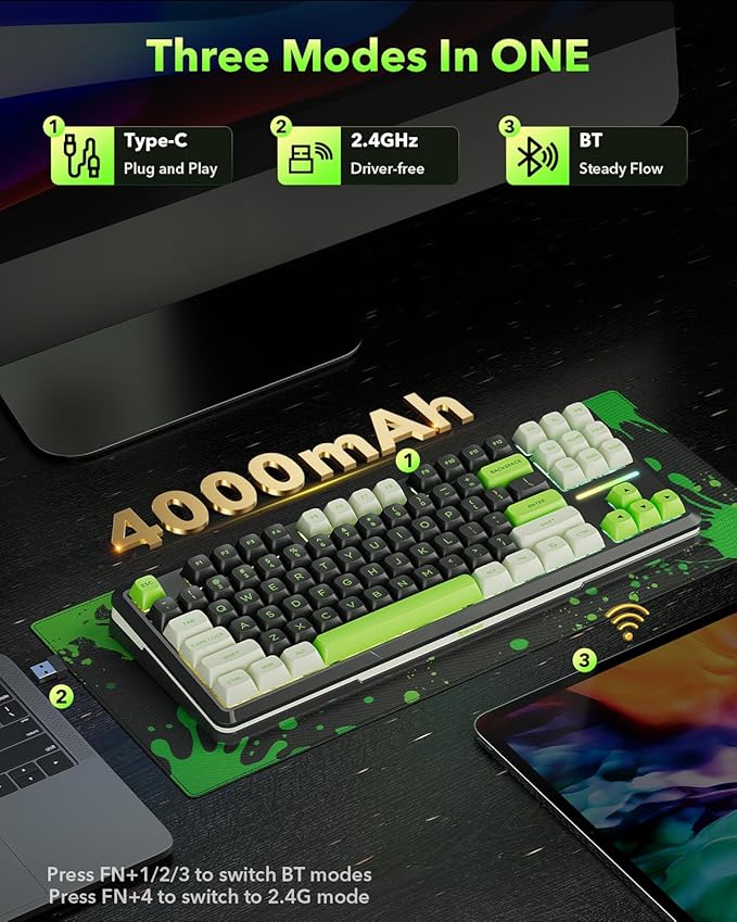 Redragon K734B Wireless Mechanical Keyboard, 3-Modes Bluetooth Gasket Hot - Image 5