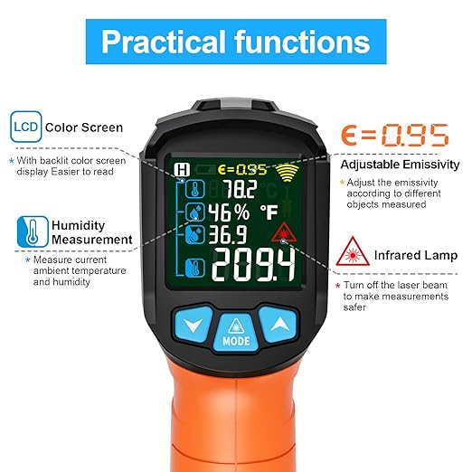 MESTEK Infrared Thermometer Gun, Non Contact Digital Laser Thermometer - Image 4