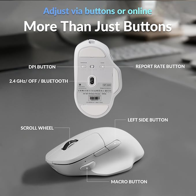 Keychron M7 8K Wireless Mouse, 30K DPI Optical Computer Mice, 2.4 - Image 8