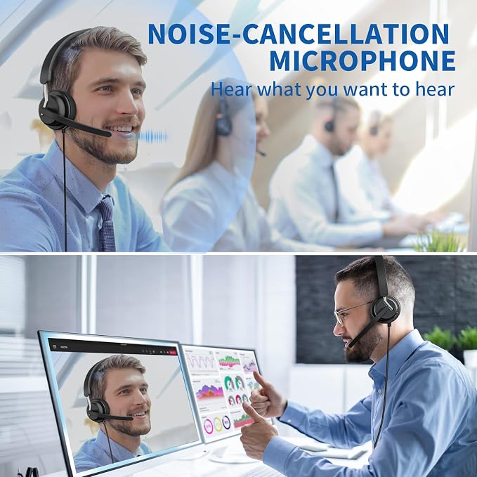 USB Headset with Microphone for PC, Computer Headset with Noise Canceling - Image 6