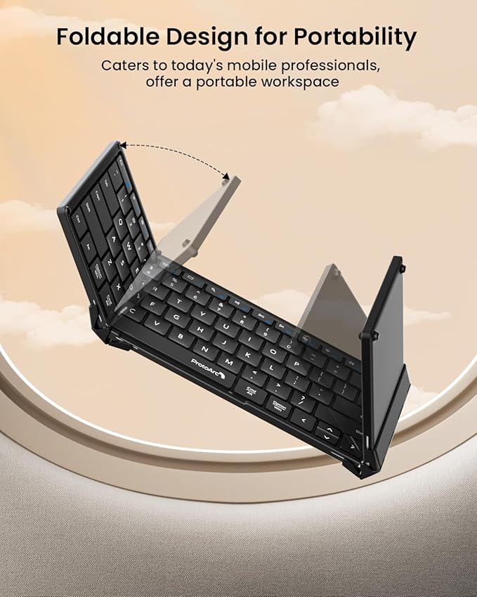ProtoArc Foldable Bluetooth Keyboard, XK01 Full-Size Portable Wireless Keyboard - Image 2