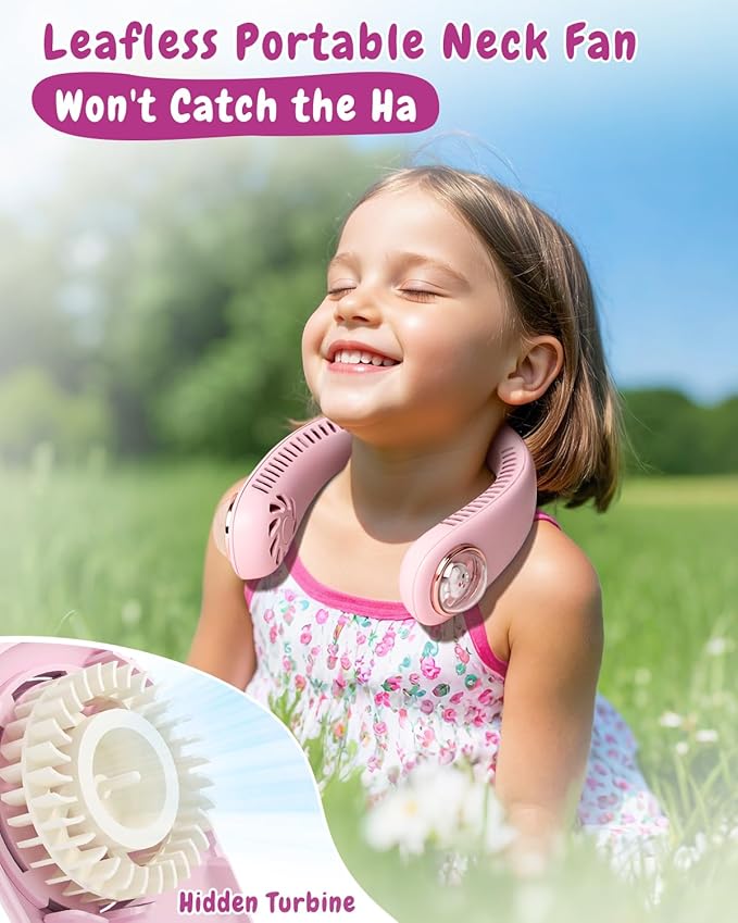 Neck Fan for Kids, Bladeless Portable Fan Rechargeable for 4-14Y Girls & Boys - Image 3
