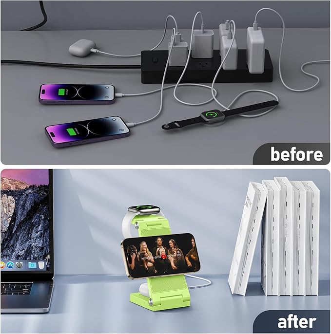 Magnetic Wireless Charger Stand, 3 in 1 Foldable Wireless Charging Station - Image 6