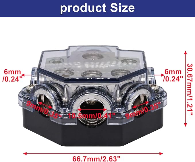 2pc Power Distribution Block Car Audio 1 in 5 Ways Out Car Audio Distributions - Image 2