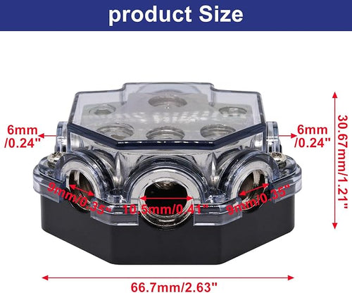 2pc Power Distribution Block Car Audio 1 in 5 Ways Out Car Audio Distributions - Image 2