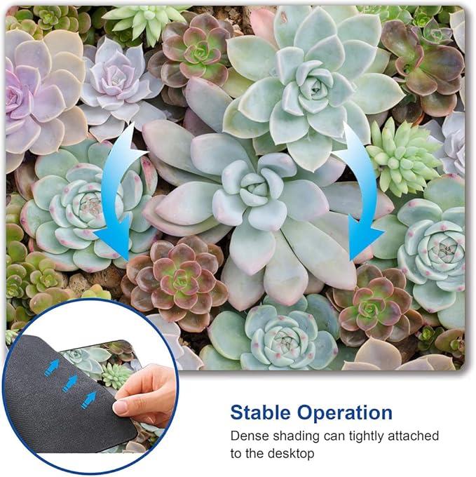 Mouse Pad, Cute Succulent Cactus Plants Mouse Pads, Square Washable Cloth - Image 6
