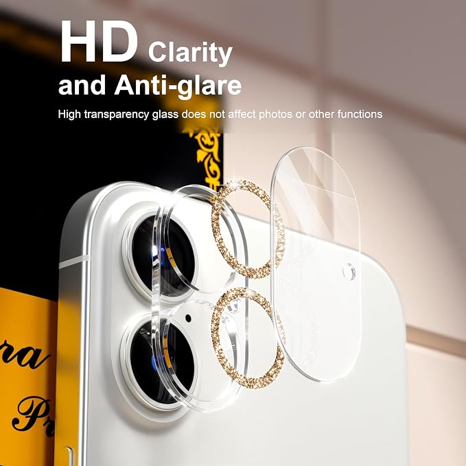 beuxece for 6 Pack iPhone 16 / iPhone 16 Plus Camera Lens Protector 9H Tempered - Image 7