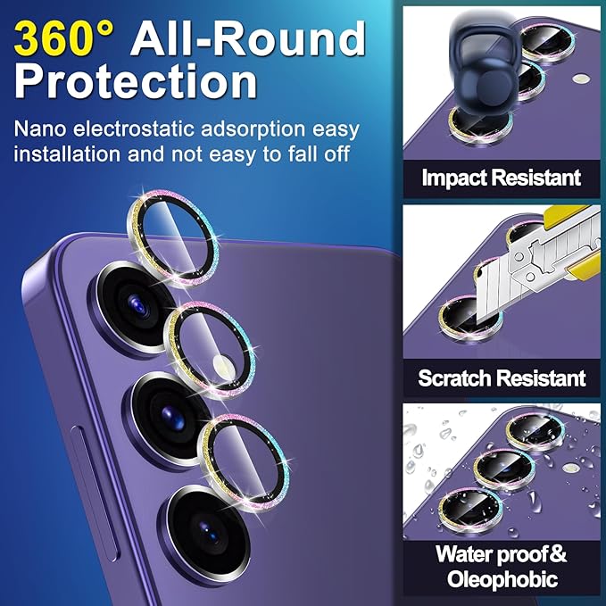 for Samsung Galaxy S24 Camera Lens Protector, Individual Metal Ring Tempered - Image 3