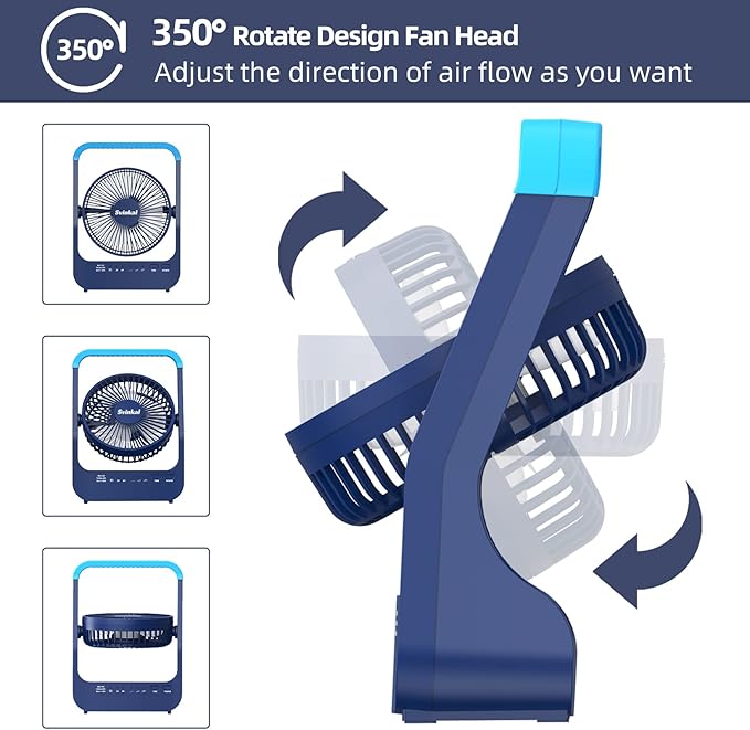 Portable Desk Fan 20000mAh Battery Operated Rechargeable, 200H Long Lasting - Image 6