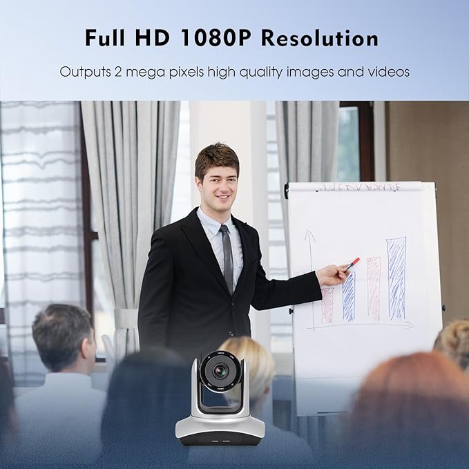 TOALLIN Wireless PTZ Conference Room Camera, 3X Optical Zoom Streaming Camera - Image 4