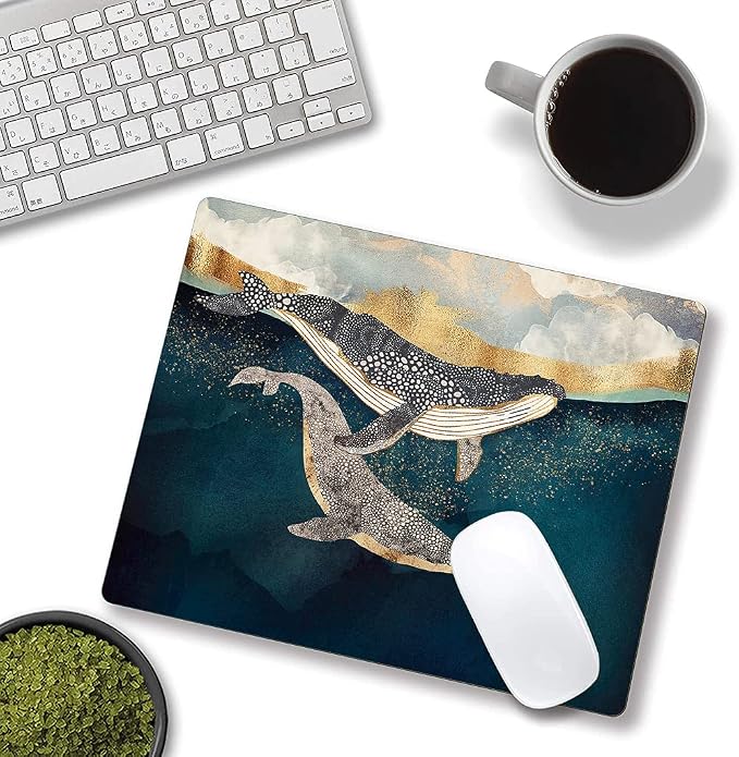 Whale Mouse Pad, Animals Art Mouse Pads, Mouse Mat Square Waterproof Mouse Pad - Image 4