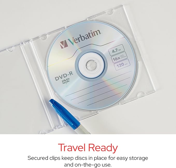 Verbatim CD DVD Blu-Ray Clear Slim Jewel Cases, 5.2 mm – 25 Pack - Image 2