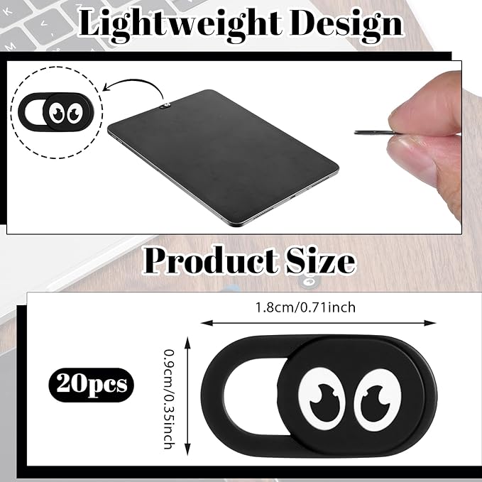 20 Pcs Webcam Cover Slide, 0.023 Inch Ultra Thin Universal Laptop Camera Cover - Image 2