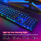 RisoPhy Mechanical Gaming Keyboard, RGB 104 Keys Ultra-Slim LED Backlit USB - Image 3