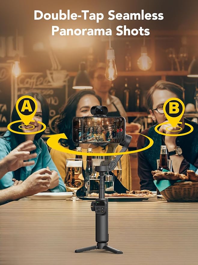 Gimbal Stabilizer for Smartphone, NO APP Tracking, 20CM Extension Rod, Face & - Image 5