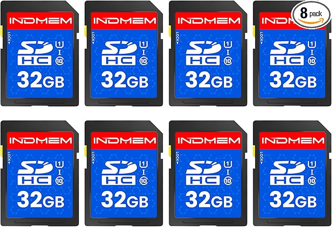 INDMEM SD Card 32GB, 8 Packs Class 10 32GB Flash Memory Card MLC Standard by READYXIO