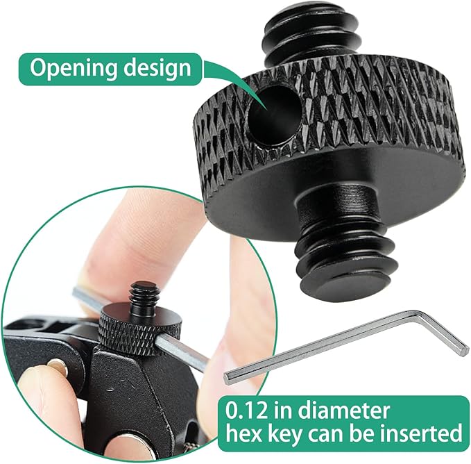 Camera Mount Screw 1/4" Male to 1/4" Male & 1/4" to 3/8" Tripod Screw Adapter - Image 3