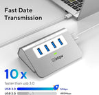 intpw USB 3.0 Hub, Aluminum 4 Port USB Data Hub 3.0 Port Extender Splitter - Image 3
