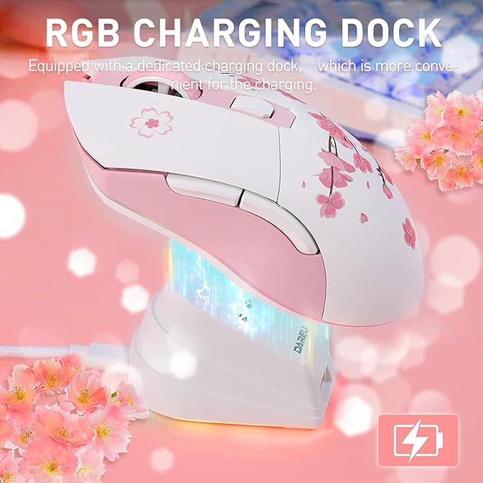 DAREU Sakura Pink Wireless Gaming Mouse - Image 6