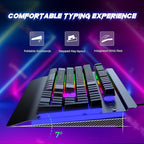 RisoPhy Gaming Keyboard, 104 Keys All-Metal Panel, Rainbow LED Backlit Silent - Image 3