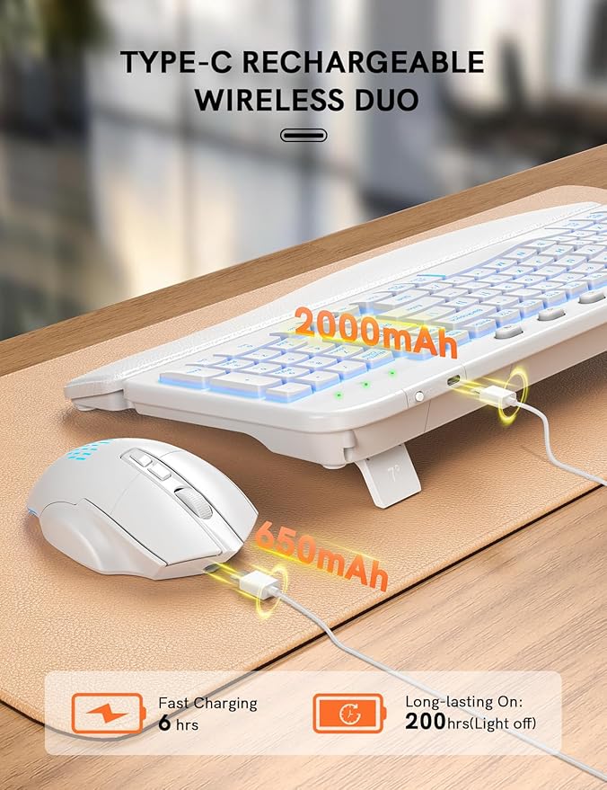 SABLUTE Ergonomic Wireless Keyboard and Mouse Combo - Image 6