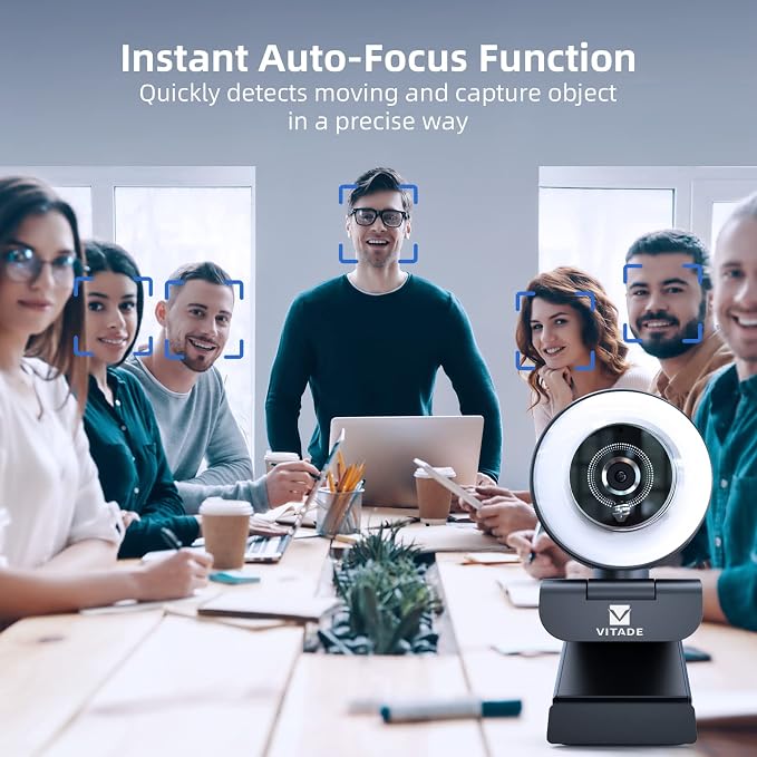 Streaming Webcam with Adjustable Ring Light, Full HD 1080P Webcam with Dual - Image 5