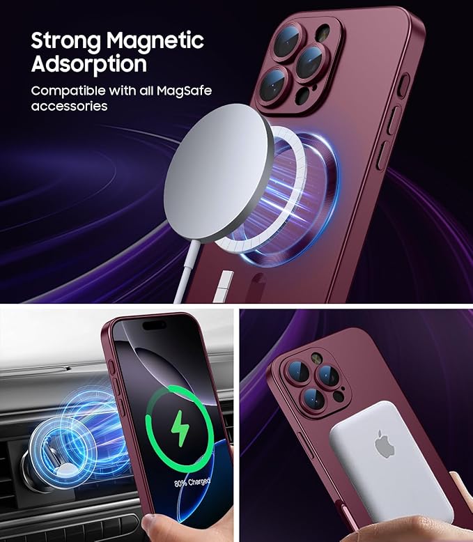 Magnetic for iPhone 16 Pro Case Slim Soft Silicone Bumper Shockproof Metallic - Image 3