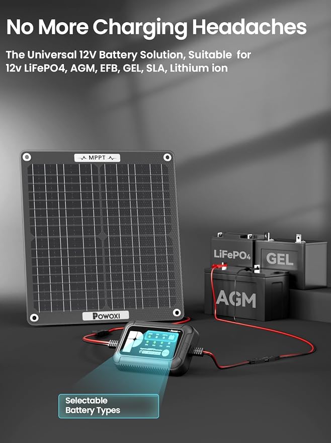 POWOXI 30W Solar Battery Charger: 12V Solar Car Battery Trickle Maintainer - Image 6