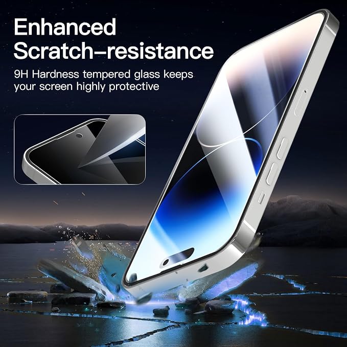 NEW'C 3 Pack Privacy for iPhone 14 Pro Screen Protector, Anti-Spy Tempered - Image 6