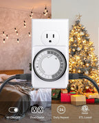 HBN Outlet Timer for Electrical Outlets Indoor, 24 Hour Mechanical Light Timers - Image 8