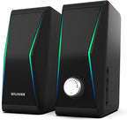 Computer Speakers, 4 Dynamic Lighting Modes, AC Adapter Powered and 3.5mm by Nylavee