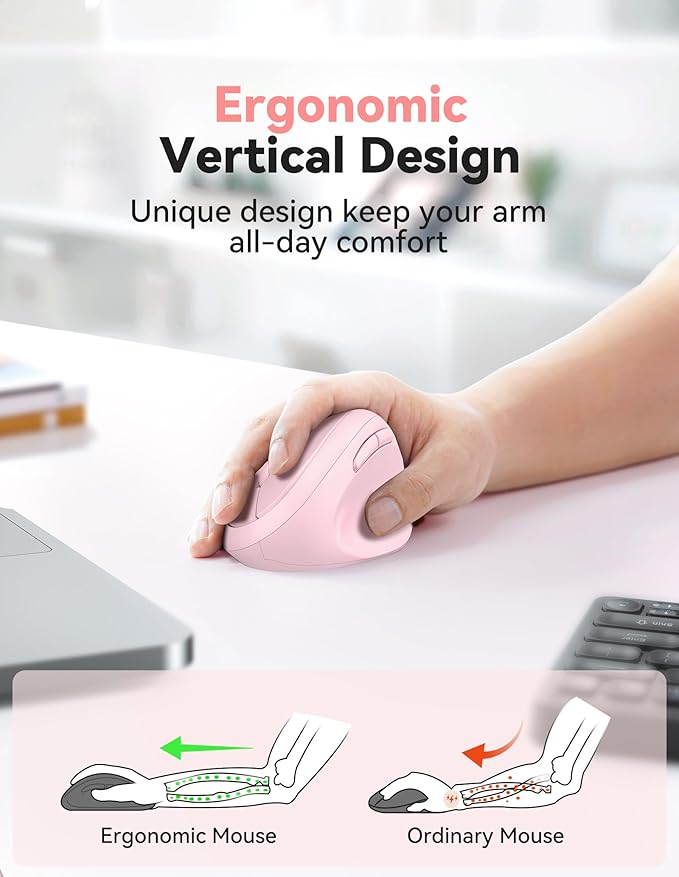 TECKNET Ergonomic Mouse, 4800 DPI Wireless Vertical Mouse, 5 Adjustable DPI - Image 2
