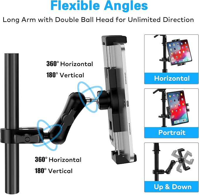 Treadmill Tablet iPad Holder, Aluminum Indoor Exercise Bike Handlebar Mount - Image 5