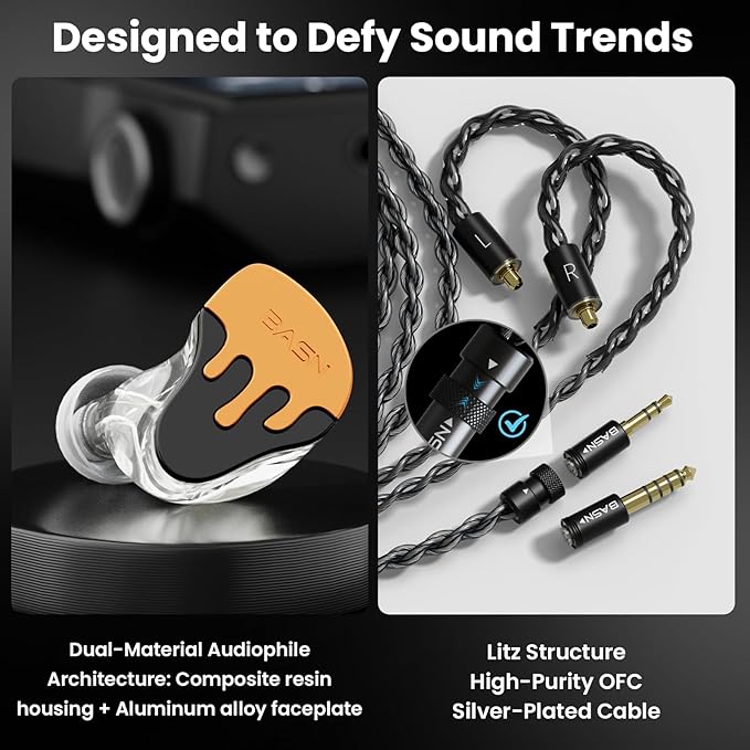 BASN BmasterX in Ear Audio Monitor, Hybrid 6 Drivers IEM Earphones - Image 3