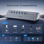 Powered USB Hub 10Gbps, intpw YH6AC 9-Port USB Splitter - Image 6