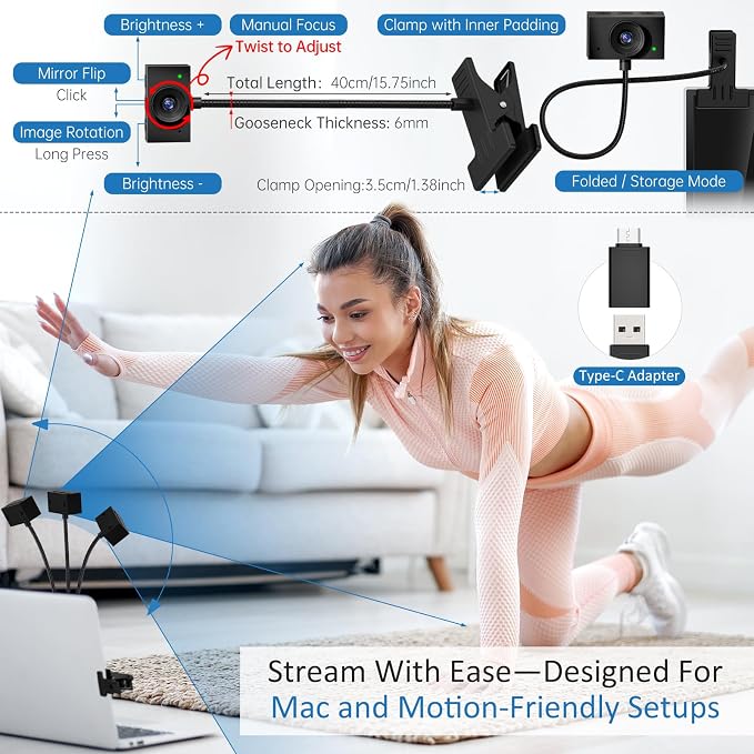 Eye Contact Web Camera for Desktop Computer – 1080P USB Camera - Image 3