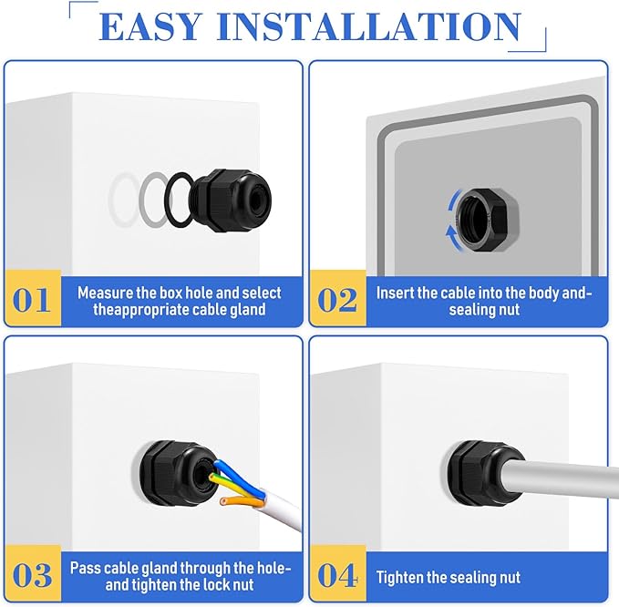 Duraaamo 100pcs Nylon Cable Gland Kit 3-25 mm Cable Gland Connectors NPT - Image 6