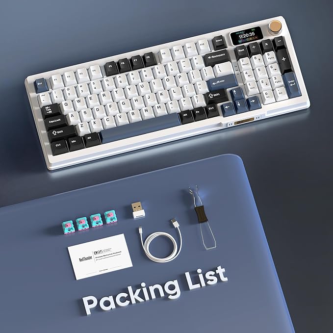 RedThunder K95 Wireless Mechanical Keyboard, TFT Screen & Knob, Tri-Mode - Image 9