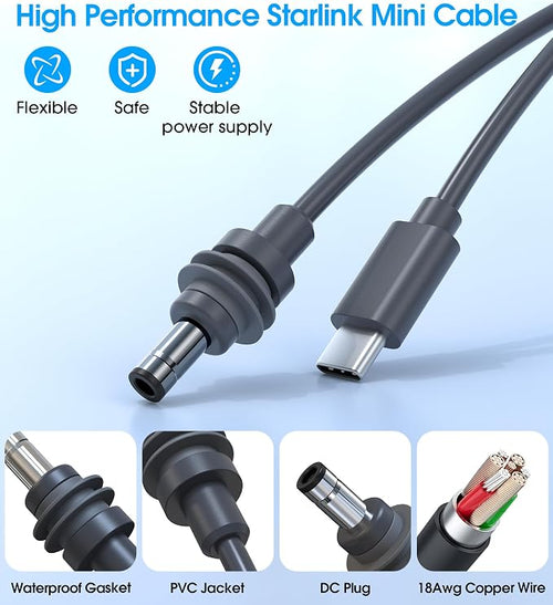 10FT Starlink Mini USB-C to DC Power Cable – Waterproof 18AWG, PD 100W - Image 2