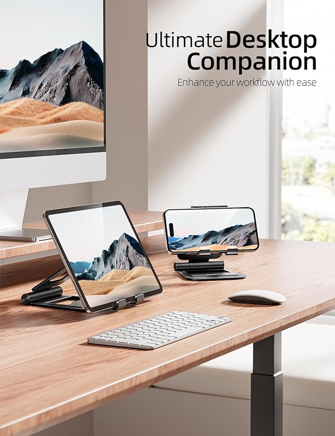 Nulaxy Aluminum Dual Foldable iPad Stand, Fully Adjustable Desktop Tablet Holder - Image 5