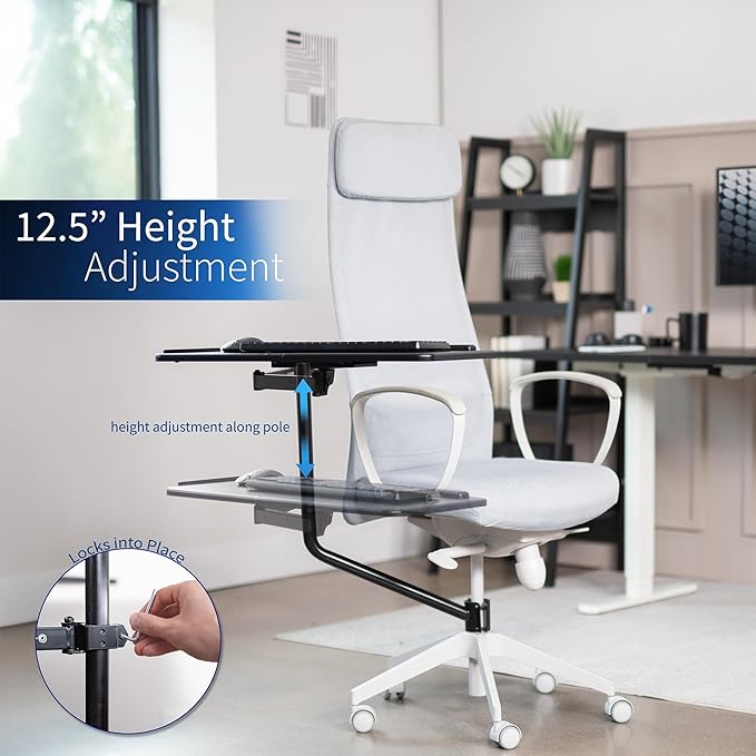 VIVO Office Chair Mounted 26 x 12 Inch Keyboard and Mouse Tray, Ergonomic Tilt - Image 4