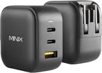 MINIX 66W Turbo 3-Port GaN Wall Charger 2 x USB-C Fast Charging Adapter - Image 2