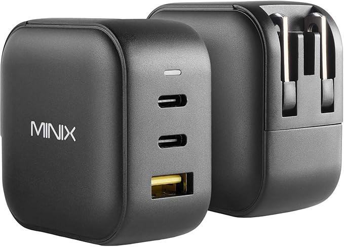 MINIX 66W Turbo 3-Port GaN Wall Charger 2 x USB-C Fast Charging Adapter - Image 2