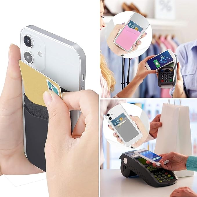 SS Phone Wallet Stick On, Adhesive Phone Card Holder Credit Card Stick on - Image 2