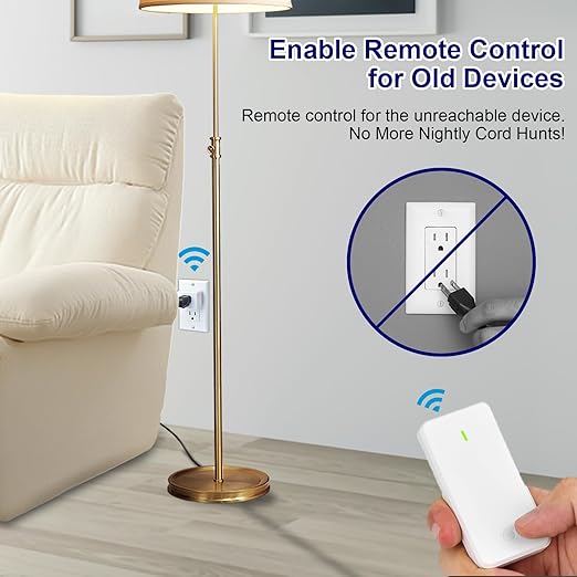 Remote Switch Outlet, Wireless On/Off Light Switch Wall Mounted, TUV Listed - Image 3