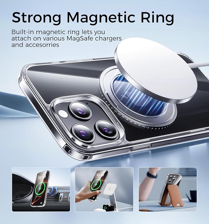 MAGIC JOHN for iPhone 15 Pro Case 360° Rotatable Magnetic Invisible Stand - Image 4