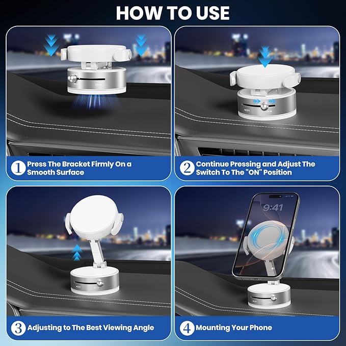 Upgraded 360° Adjustable Vacuum Magnetic Phone Holder, Vacuum Magnetic Suction - Image 7