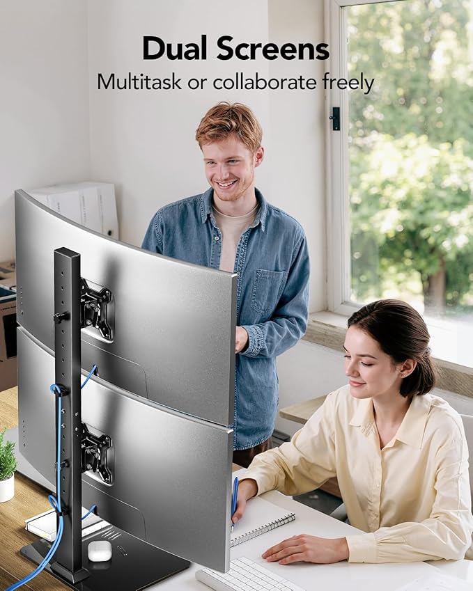 HUANUO Dual Monitor Stand for 13 to 34 Inch, Max Load 44 lbs, Vertical Monitor - Image 7